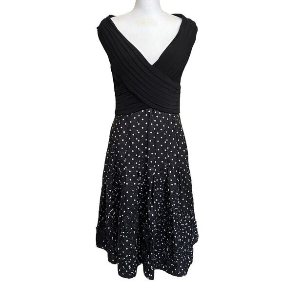 Adrianna Papell black dot dress, 14, Easter, party, fit and flare, retro glam - Picture 1 of 7